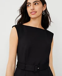Ann Taylor The Belted Top in Double Knit Size 2 Black Women's