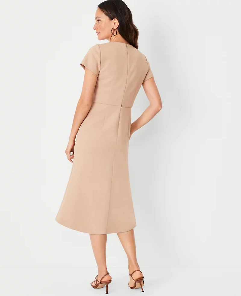 Ann Taylor The Flare Dress Double Knit Natural Camel Women's
