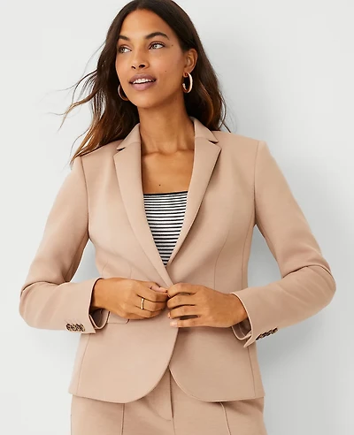 Ann Taylor The One-Button Blazer Double Knit Natural Camel Women's