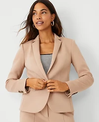Ann Taylor The Petite One-Button Blazer in Double Knit Size 2 Natural Camel Women's