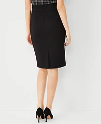 Ann Taylor The Tall High Waist Seamed Pencil Skirt Double Knit Black Women's