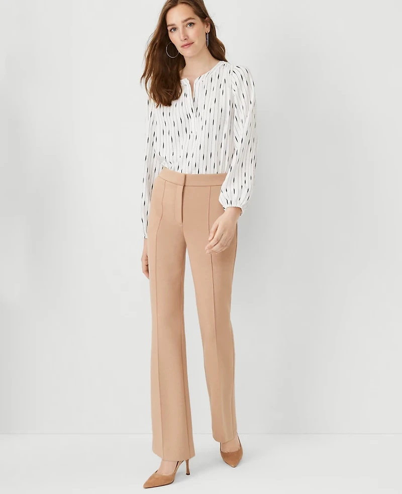 Ann Taylor The Petite Pintucked Trouser Pant in Double Knit Size 0 Natural Camel Women's