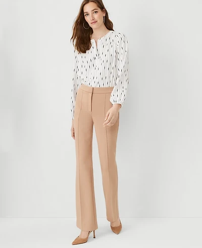 Ann Taylor The Petite Pintucked Trouser Pant in Double Knit Size 0 Natural Camel Women's