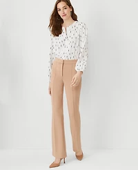 Ann Taylor The Petite Pintucked Trouser Pant in Double Knit Size 0 Natural Camel Women's