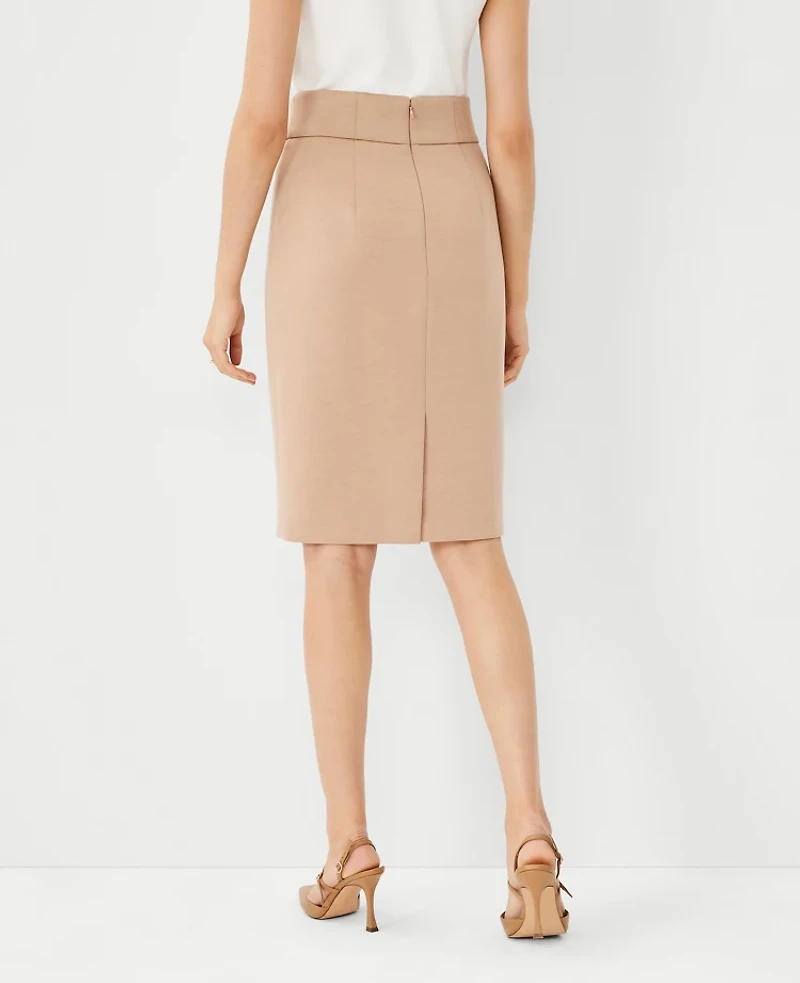 Ann Taylor The Tall High Waist Seamed Pencil Skirt Double Knit Natural Camel Women's