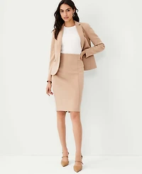 Ann Taylor The Tall High Waist Seamed Pencil Skirt Double Knit Natural Camel Women's