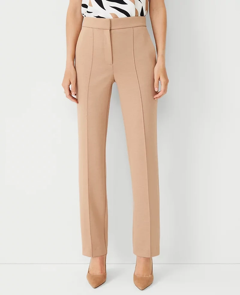 Ann Taylor The Petite Straight Pant in Double Knit Size 16 Natural Camel Women's