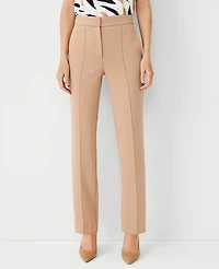 Ann Taylor The Petite Straight Pant in Double Knit Size 16 Natural Camel Women's