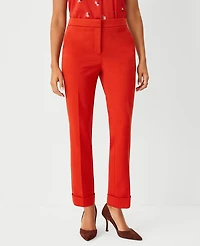 Ann Taylor The Petite High Waist Everyday Ankle Pant Double Knit - Curvy Fit Firecracker Orange Women's