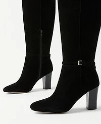Ann Taylor High Heel Suede Buckle Boots Size 5 Black Women's