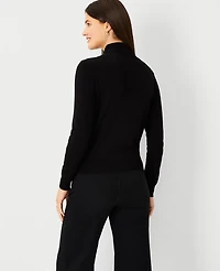 Ann Taylor Sequin Front Turtleneck Sweater Size 2XS Black Women's