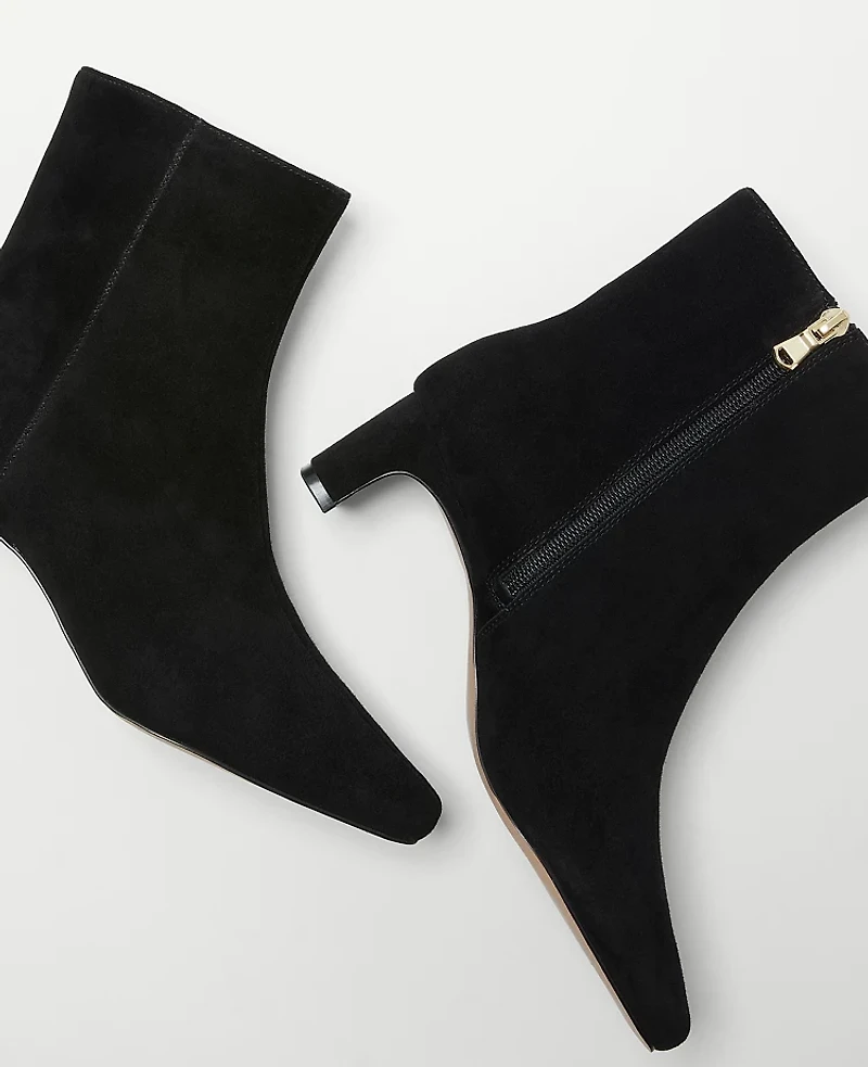 Ann Taylor Blade Heel Suede Booties 5 Black Women's