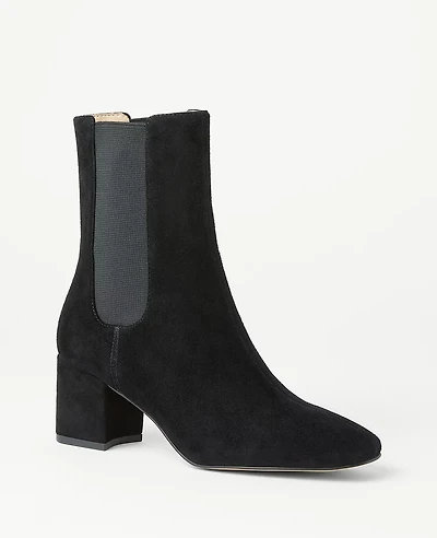 Ann Taylor Block Heel Suede Chelsea Booties Women's