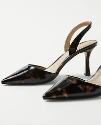 Ann Taylor Kerry Tortoiseshell Print Slingback Pumps Shoes Size 5 Black Women's