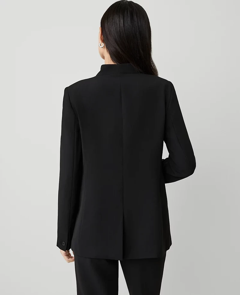 Ann Taylor The Long Collarless Blazer Fluid Crepe Women's