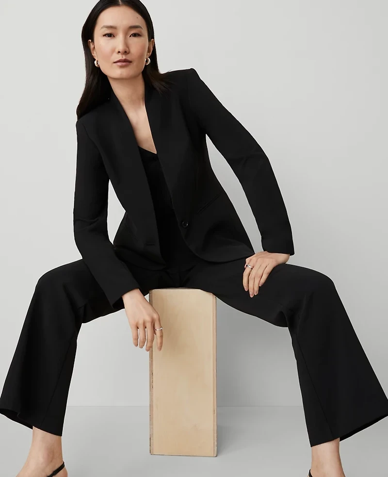 Ann Taylor The Long Collarless Blazer Fluid Crepe Women's