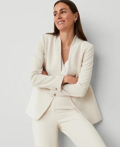 Ann Taylor The Long Collarless Blazer Fluid Crepe Women's