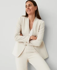 Ann Taylor The Long Collarless Blazer Fluid Crepe Women's