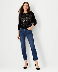 Ann Taylor Petite Sequin Front Ann Cardigan Size 2XS Black Women's