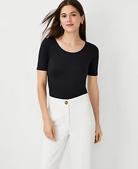 Ann Taylor Modern Seamless Scoop Neck T-Shirt Black Women's