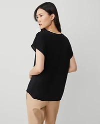 Ann Taylor Mixed Media Pleat Front Top Women's