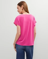 Ann Taylor Mixed Media Pleat Front Top Women's