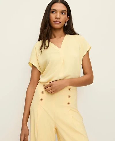 Ann Taylor Mixed Media Pleat Front Top Women's