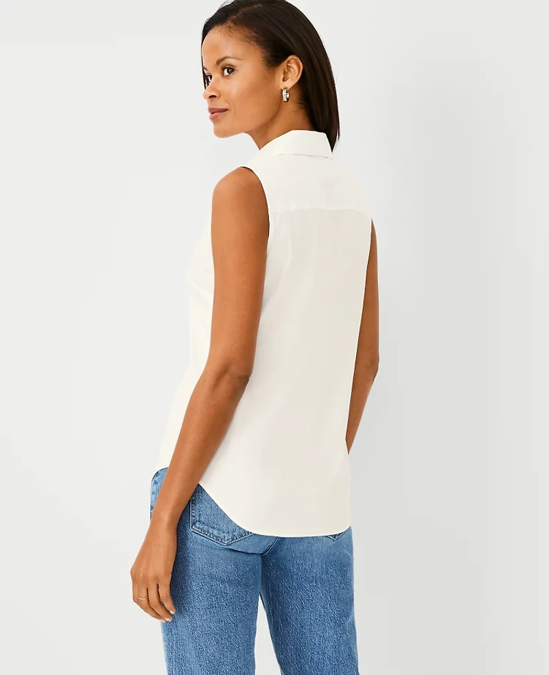 Ann Taylor Tall Sleeveless Essential Shirt White Women's