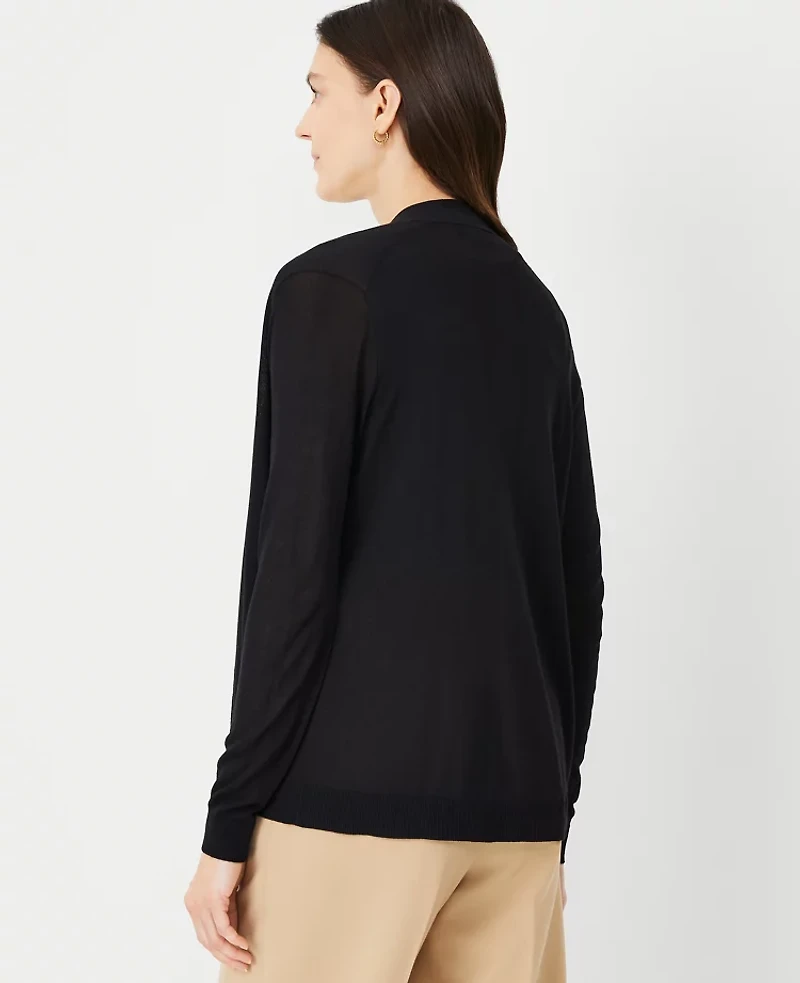 Ann Taylor Petite Lightweight Open Cardigan Size 2XS Black Women's