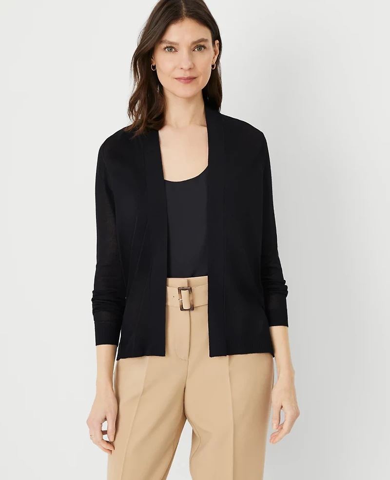 Ann Taylor Petite Lightweight Open Cardigan Size 2XS Black Women's