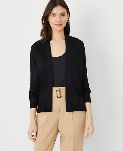 Ann Taylor Petite Lightweight Open Cardigan Black Women's