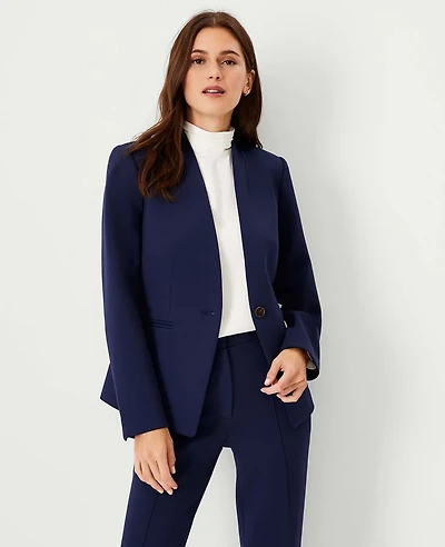 Ann Taylor The Petite Cutaway Blazer in Double Knit Size 4 Pure Sapphire Women's