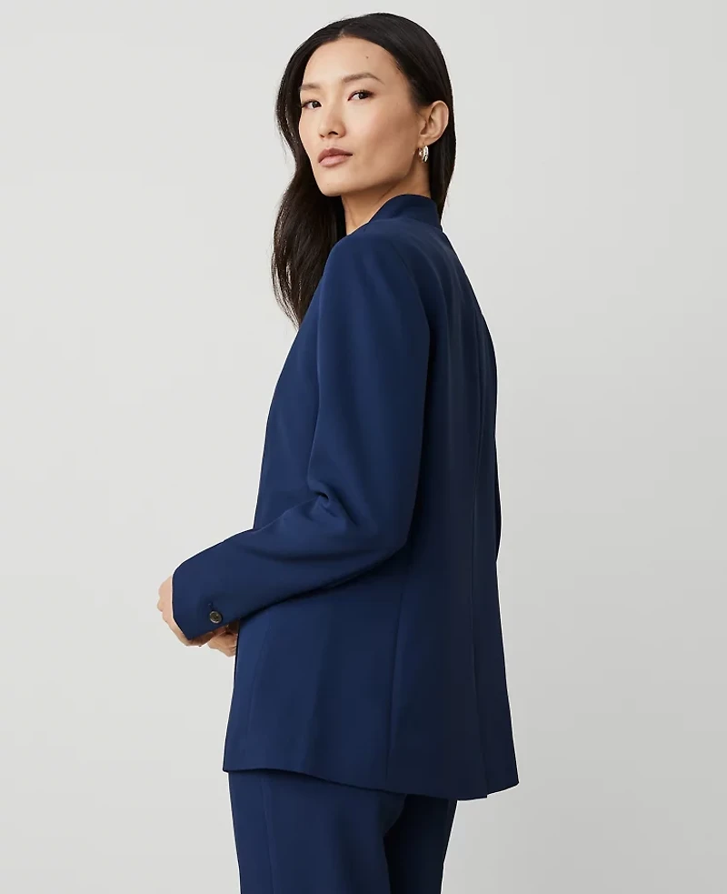 Ann Taylor The Petite Long Collarless Blazer Fluid Crepe Women's