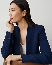 Ann Taylor The Petite Long Collarless Blazer Fluid Crepe Women's