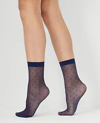 Ann Taylor Dotted Sheer Crew Sock Set Night Sky Women's