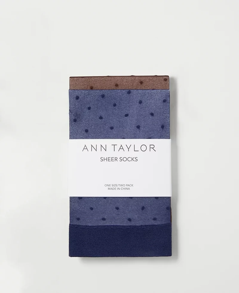 Ann Taylor Dotted Sheer Crew Sock Set Night Sky Women's