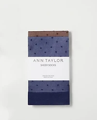 Ann Taylor Dotted Sheer Crew Sock Set Night Sky Women's