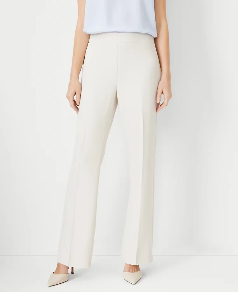 Ann Taylor The Petite Side Zip Trouser Pant Fluid Crepe Ivory Whisper Women's