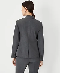 Ann Taylor The Notched Two Button Blazer Seasonless Stretch Modern Charcoal Women's