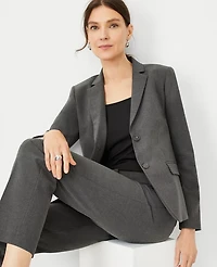Ann Taylor The Notched Two Button Blazer Seasonless Stretch Modern Charcoal Women's