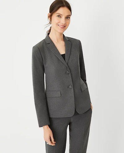 Ann Taylor The Notched Two Button Blazer Seasonless Stretch Modern Charcoal Women's