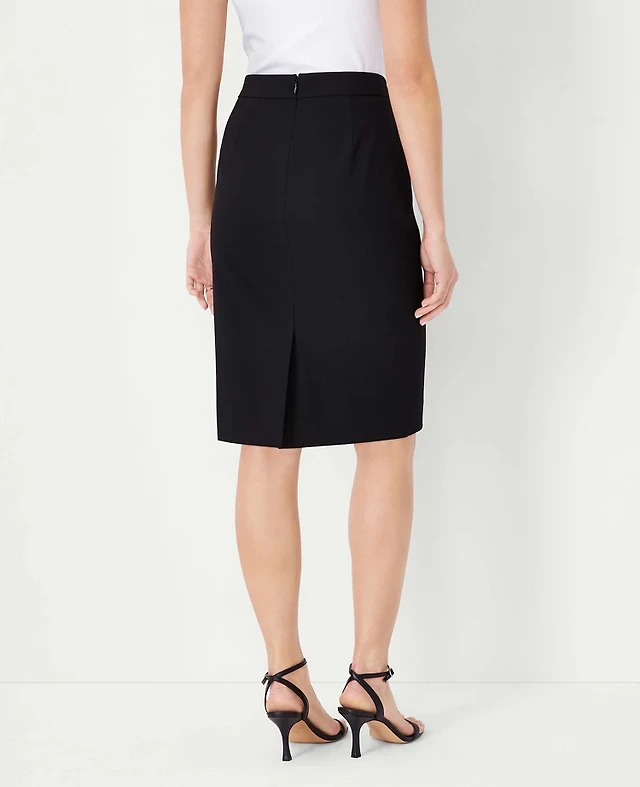 Jupe Crayon En Laine Ann Taylor Taille 8 - Couleur Noir/tan, Genou, Fermeture Latérale à Zip, Occasion Très Bon état
