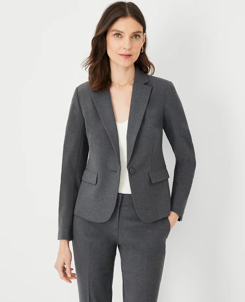 Ann Taylor The Petite Notched One Button Blazer Seasonless Stretch Women's