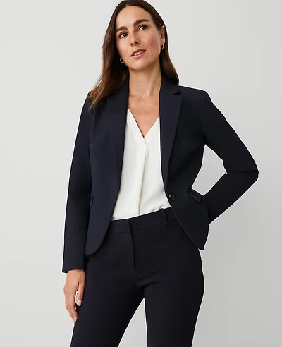 Ann Taylor The Petite Notched One Button Blazer Seasonless Stretch Women's