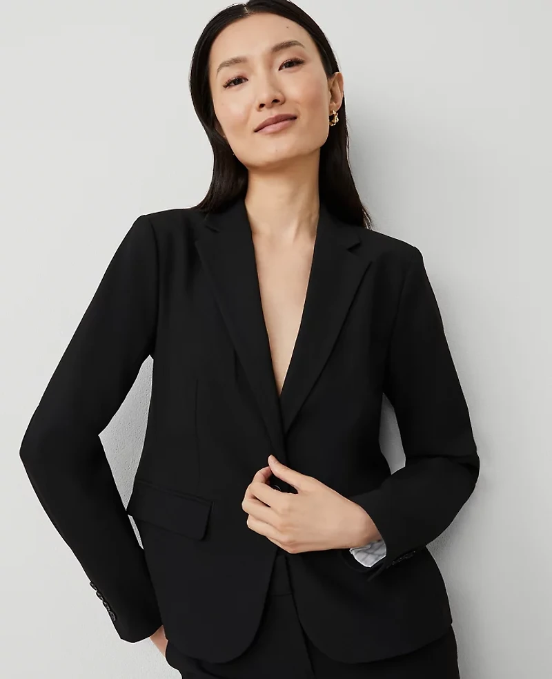 Ann Taylor The Petite Notched One Button Blazer Seasonless Stretch Women's