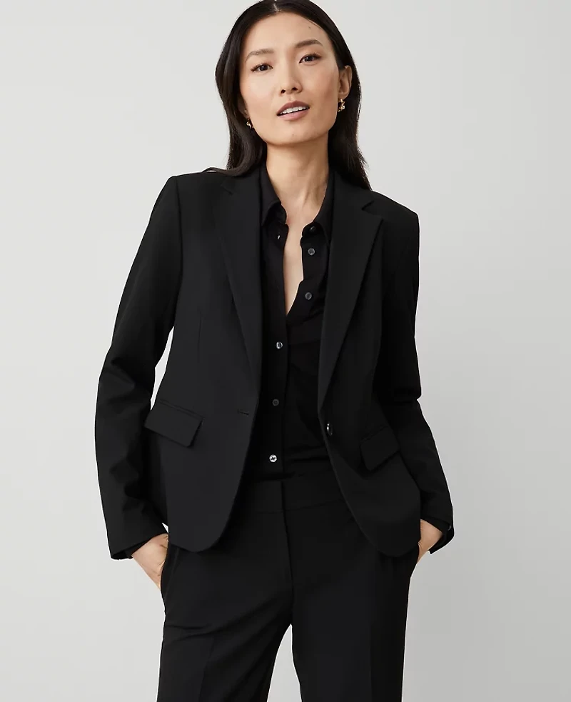 Ann Taylor The Petite Notched One Button Blazer Seasonless Stretch Women's