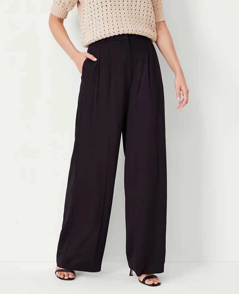 Ann Taylor The Pleated Wide-Leg Pant Black Women's