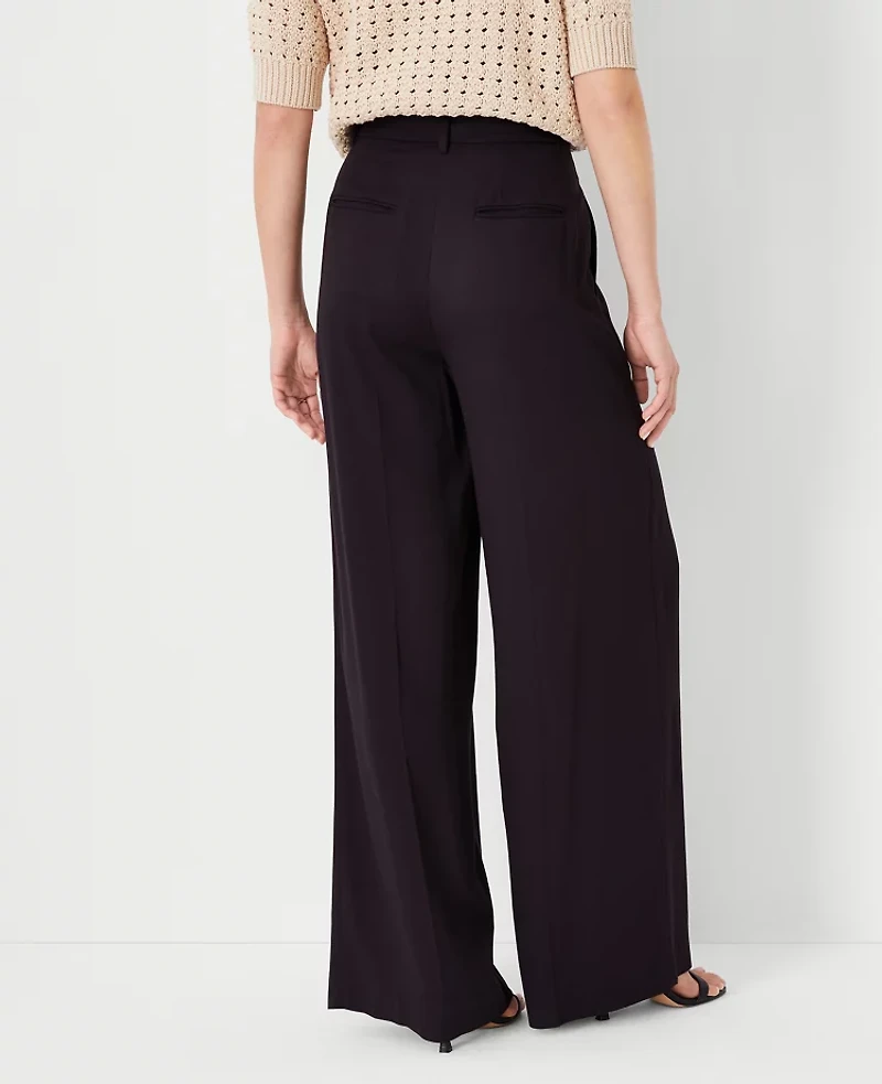 Ann Taylor The Pleated Wide-Leg Pant Black Women's