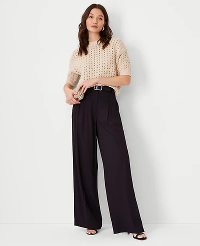 Ann Taylor The Pleated Wide Leg Pant Black Women's