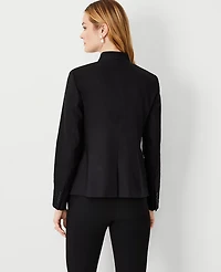 Ann Taylor The Petite Cutaway Blazer in Linen Blend Size 4 Black Women's